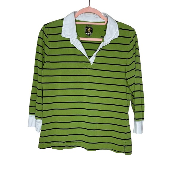 J. Crew Shirts Vintage Jcrew Rugby Large Mens Green Black Cotton